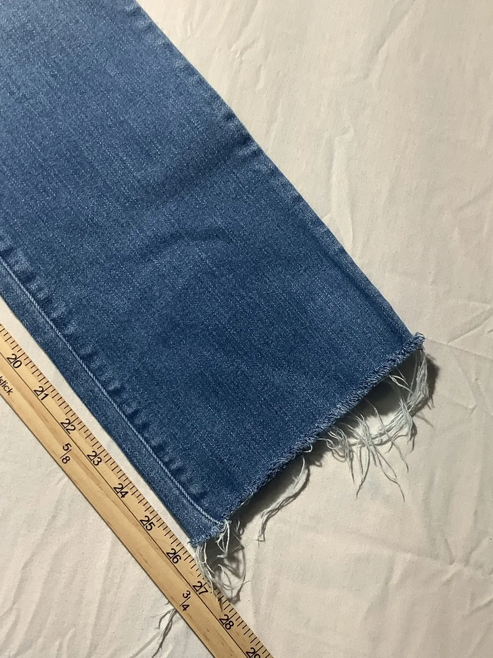 Madewell Medium Blue Mid Rise Kick Out Frayed-Hem Jeans
